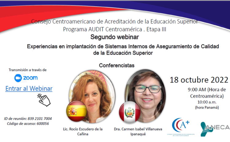  Segundo Webinar: “Experiencias en la Implantación de Sistemas Internos de Aseguramiento de la Calidad”