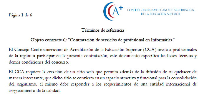  Términos de Referencia: Contratación de Servicios de Profesional en Informática